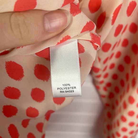 Banana Republic Orange Polka Dot Long Sleeve Button Up Casual Blouse Top XS - Picture 4 of 10